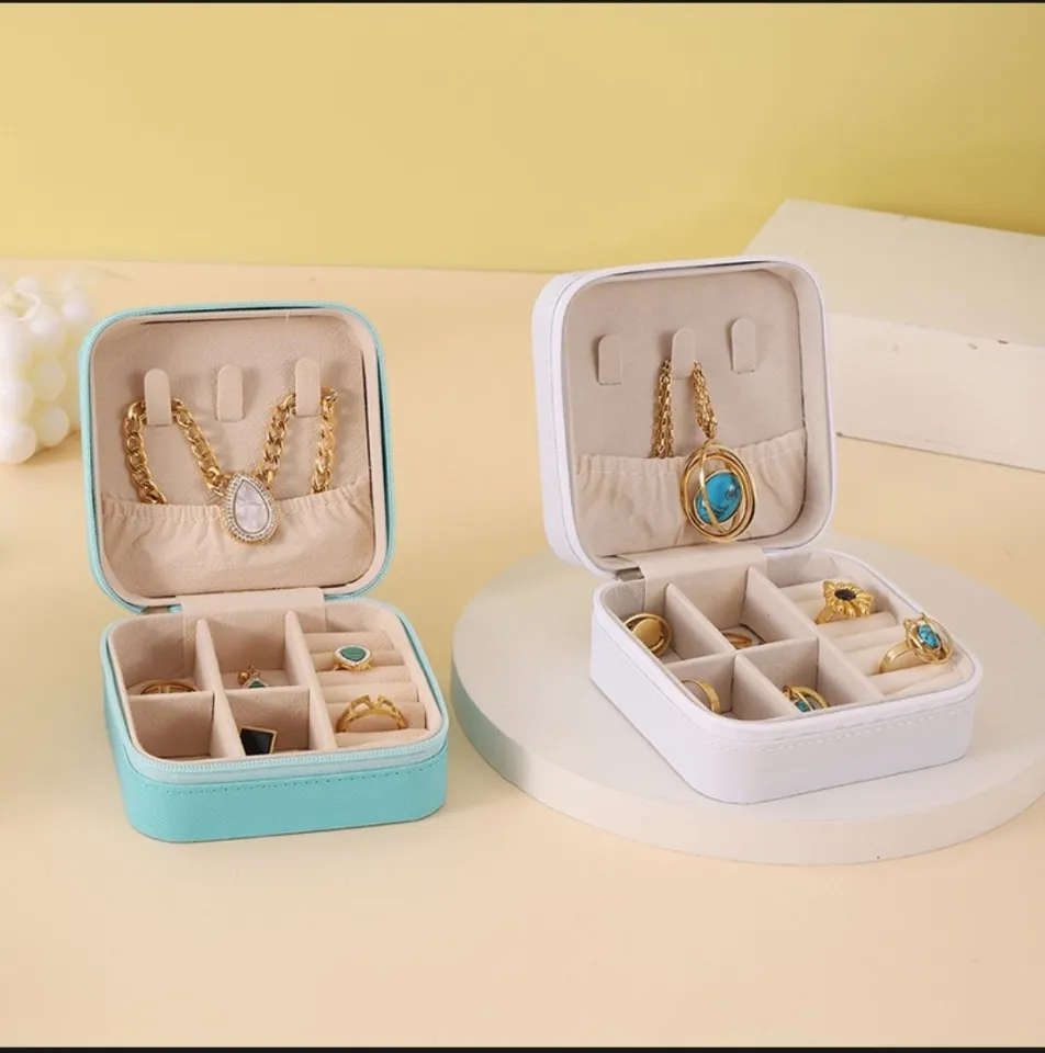 Picture of 1pc Portable Jewelry Storage Box Home Travel Earrings Necklace Ring Jewelry Box Mini Layered Jewelry Display Case