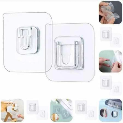 Picture of Double  Heavy Duty Strong Sided Wall Adhesive Hook Socket Holder 4/10/12 pairs