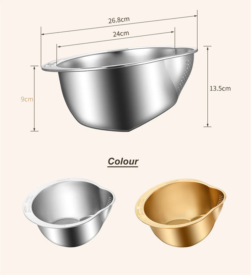 Picture of Thickened 304 stainless steel rice washing basin household kitchen drainage basin vegetable washing basin