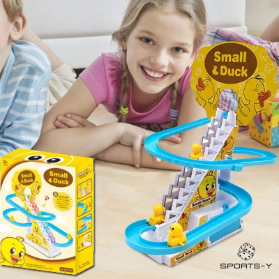 Picture of Duck Slide Stairs Toy Burrs-free Electric Light Music Amusement Climb Stairs Toy with 9 duck