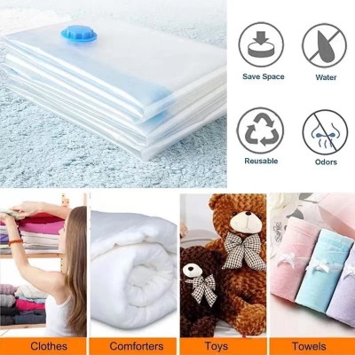 Picture of 4 Pack Small Vacuum Storage Bags with Hand Pump - Space Saver Solution for Home Organization Size 50x70cm/60x80cm/80x90cm