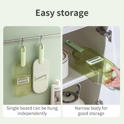 Picture of 6-in-1 Mandoline Slicer For Kitchen, Adjustable Food Slicer with 6 Stainless Steel Blades, Vegetable Slicer Julienne Cutter Cheese Grater with Hand Guard and Container