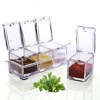 Picture of Multicolor Acrylic CRYSTAL SEASONING BOX, Size/Dimension: 26 X 10.5 X 8.3