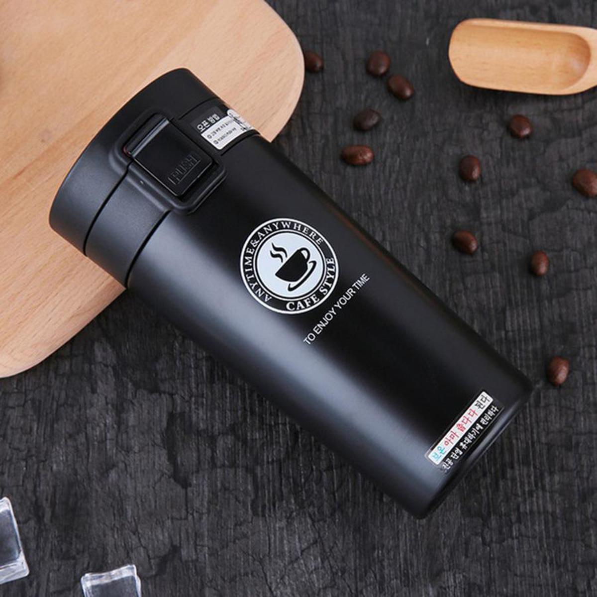 Picture of Tumbler Hot Fashion 380ml Stainless Steel Coffee Mugs Insulated Water Bottle Tumbler Thermos Cup Vacuum Flask Premium Travel Coffee Mug. Color -Black - Coffee Mug