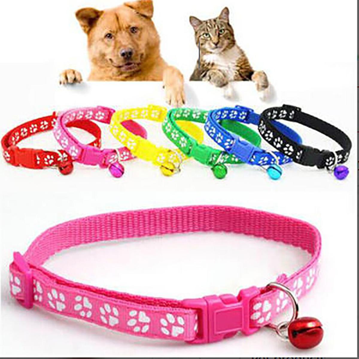 Picture of 1pc Cat Dog Collar Bell Dot Print Delicate Safety Casual Nylon Dog Collar Neck Strap Fashion Adjustable Camo Bell Pet Dog Collar