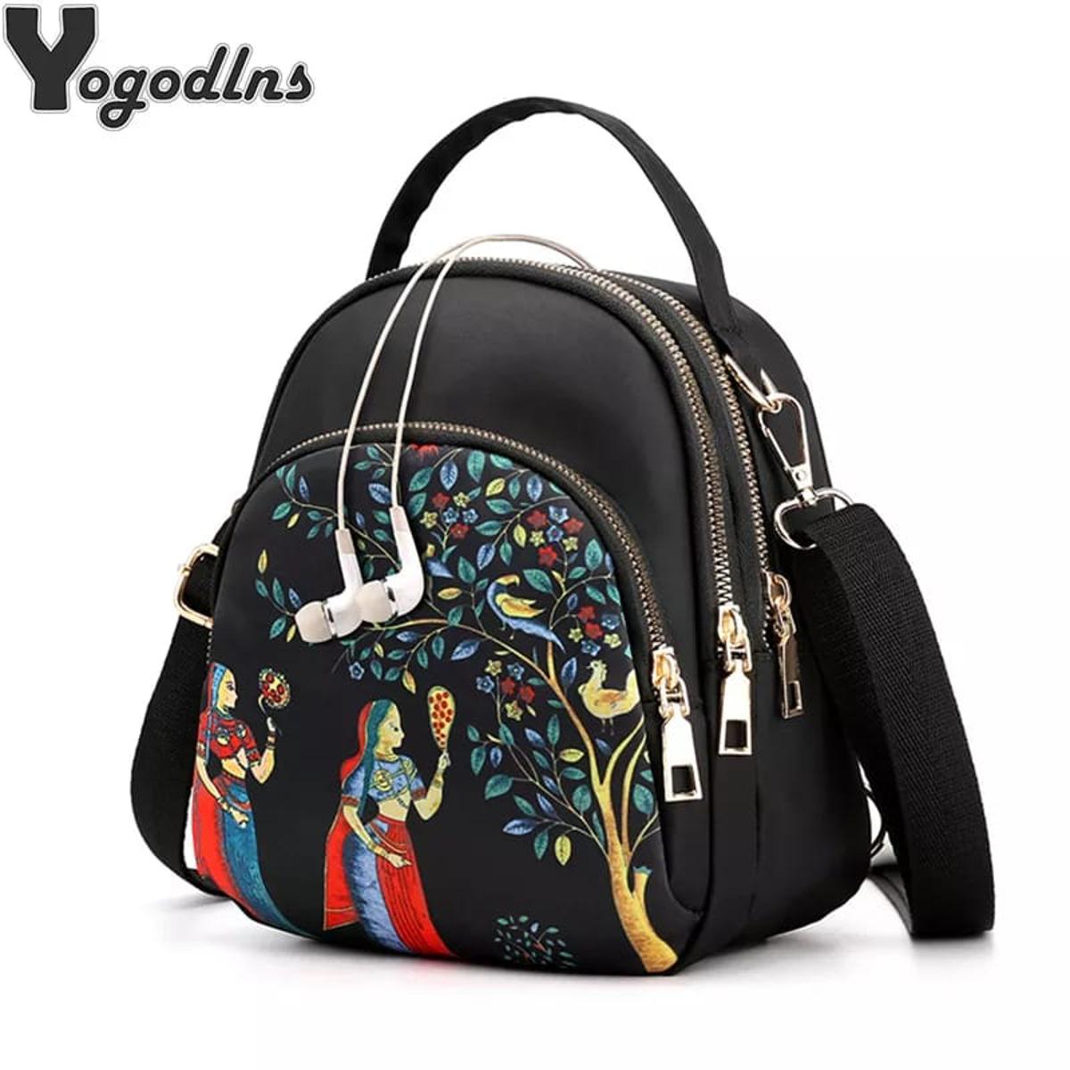 Picture of Trendy Stylish  Fashion Printing Mini Backpack for Women, Large Capacity Nylon Rucksack Multilayer Crossbody & Shoulder School Bags For Girls, Waterproof Travel Ladies Bags - Bag
