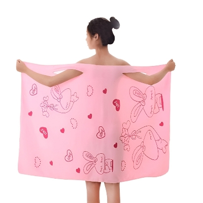 Picture of Bathroom Women Bath Towels Wearable Towel Dress Beach Adults Bath Gown SPA Sling Robes Home Nightwear Microfiber Women Bathrobe