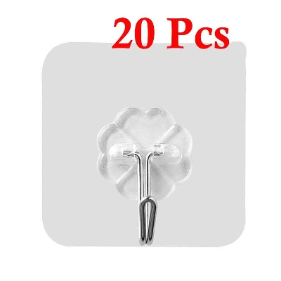Picture of Transparent Plastic Wall Hooks Heavy Duty 20 pcs