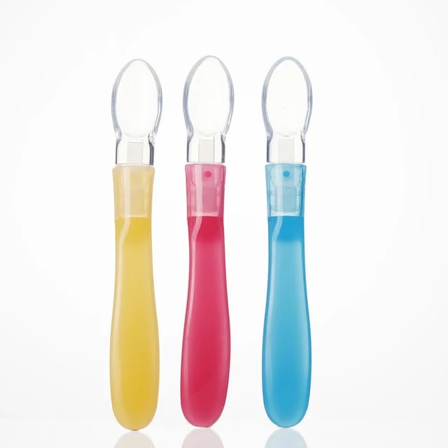 Picture of Transparent Newborn Baby Soft Silicone Baby Lovely Feeding Spoon Flatware Lovely Gifts For Kids