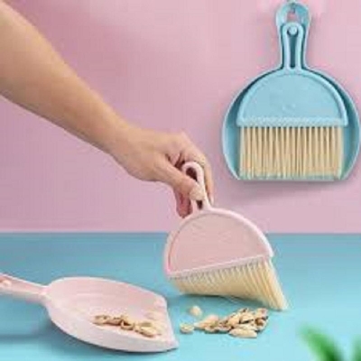 Picture of Dustpan and Brush Set, 1Pcs Mini Cleaning Dustpan and Broom Portable Sweeper with Hand Broom Brush for Computer Multicolor