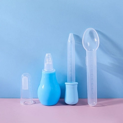 Picture of 4 Pcs Kit Baby Health Care Set (Nose Cleaner, Dropper, Finger Brush, Medi Spoon Multicolor