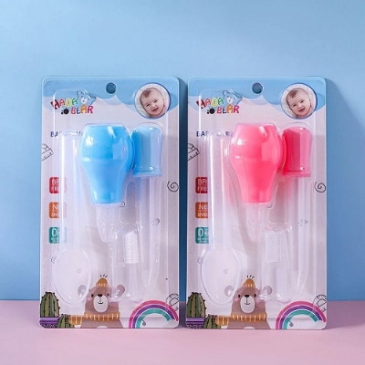 Picture of 4 Pcs Kit Baby Health Care Set (Nose Cleaner, Dropper, Finger Brush, Medi Spoon Multicolor