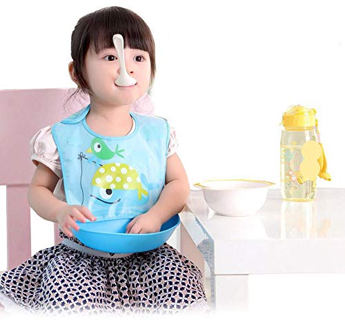 Picture of Silicone Removable Waterproof Bib Baby Weaning and Feeding Bib with Pelican Style Pocket 1pcs