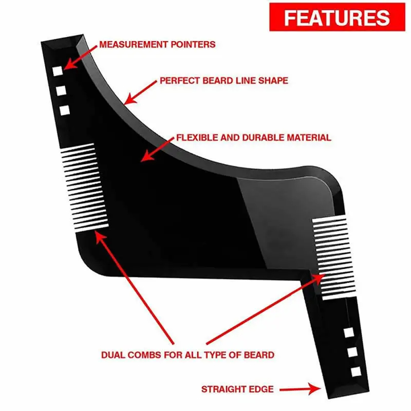 Picture of 1pc Men Beard Shaping Styling Template Comb Men's Beard Combs Beard Trim Templates Mustache Stencil Edge Control Beauty Tools