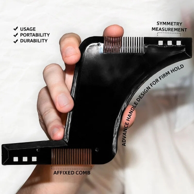 Picture of 1pc Men Beard Shaping Styling Template Comb Men's Beard Combs Beard Trim Templates Mustache Stencil Edge Control Beauty Tools