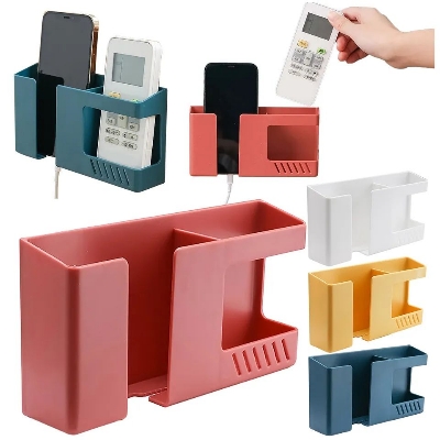 Picture of 1 pcs Multi-functional Wall Mobile phone charging holder stand with extra Storage Box, Remote Control holder,Mobile Phone Plug,Home Charging Shelf​