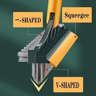 Picture of 3 in 1 Tiles Cleaning Brush, Bathroom Brush with Long Handle, 180° Rotate Bathroom Floor Cleaning