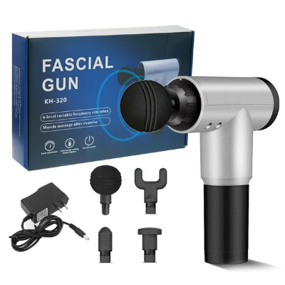 Picture of Portable Electric Fascial Gun KH-320 Massage Tool for Pain Relief | Mini Gun Massager with 4 heads | Massager For Pain Relief & Recovery | Portable Handheld Electric