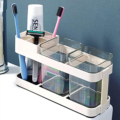 Picture of 1pcs Toothbrush Holder Automatic Toothbrush Dispenser Holder Electric Toothbrush Storage Box Bathroom 3 chamber