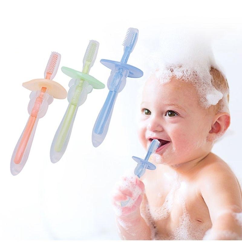 Picture of Baby Teether Training Teeth Soft Toothbrush Brush Safe Bendable food grade silicone  baby soft Toothbrush 1pcs CN multicolor