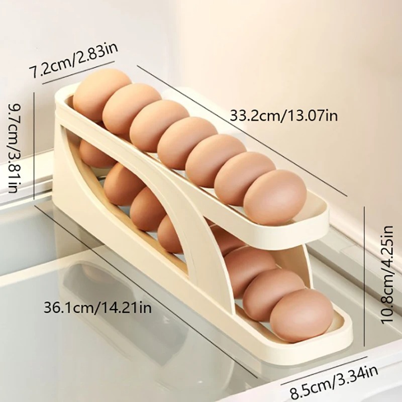 Picture of Automatic Roll-Down Double-Layer Egg Organizer, Automatic Scrolling Egg Dispenser Holder Storage Box Container 1pcs multicolor