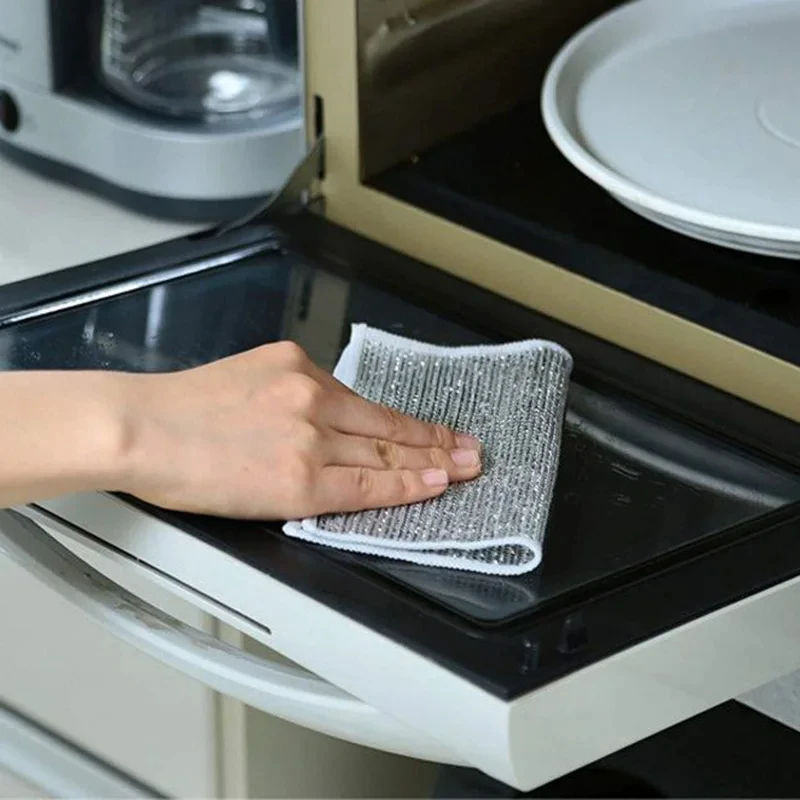 Picture of Kitchen Cleaning Cloths Multi-purpose Wire Dishcloth Kitchen Cooktop Dishwashing Cloths Wet & Dry Dishcloth