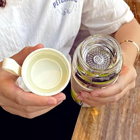 Picture of 480ML Heat Resistant Portable Glass Drink Bottle Cold Water Juice Tea Bottle With Screw Lid Filter Net Easy To Carry