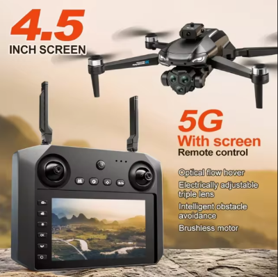 Picture of Pro Max Drone Brushless 4K HD Dual Camera Optical Flow Obstacle Avoidance Foldable Quadcopter RC Distance with 4.5 inch Display Remote dgb