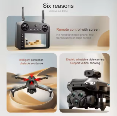 Picture of Pro Max Drone Brushless 4K HD Dual Camera Optical Flow Obstacle Avoidance Foldable Quadcopter RC Distance with 4.5 inch Display Remote dgb