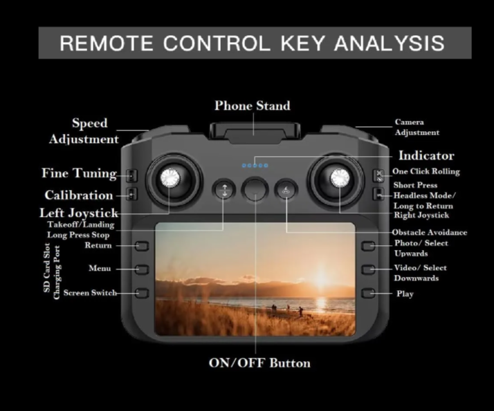 Picture of New 2025 (Remote Display) Black Carbon Fiber Brushless Infrared Obstacle Avoidance Optical Flow Positioning Hovering 4K DuelCamera Quadcopter Drone