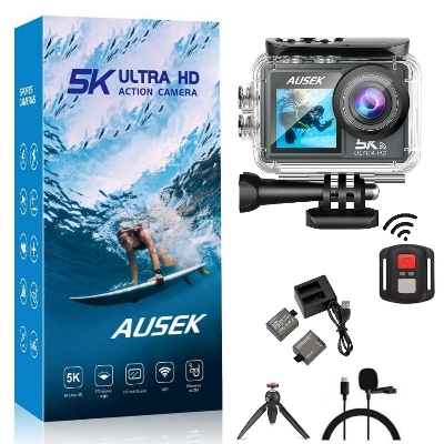 Picture of 5K Ausek M40R Dual Screen 5K Waterproof Action Camera with COMBO PACK (Remote, Dual Battery, Charger & Microphone) Warranty 6