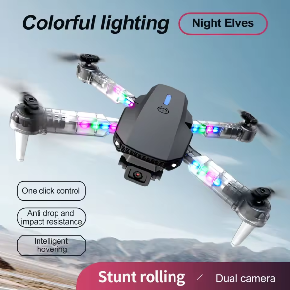 Picture of 2025 4K RC Drone Professional Colorful Light with 1080P Wide Angle HD Camera WIFI FPV Quadcopter Height Hold DRONE DH