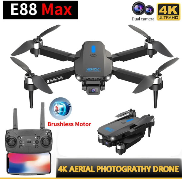 Picture of E88 Max Tripple Camera Dual Battery Brashless Motor Drone DG