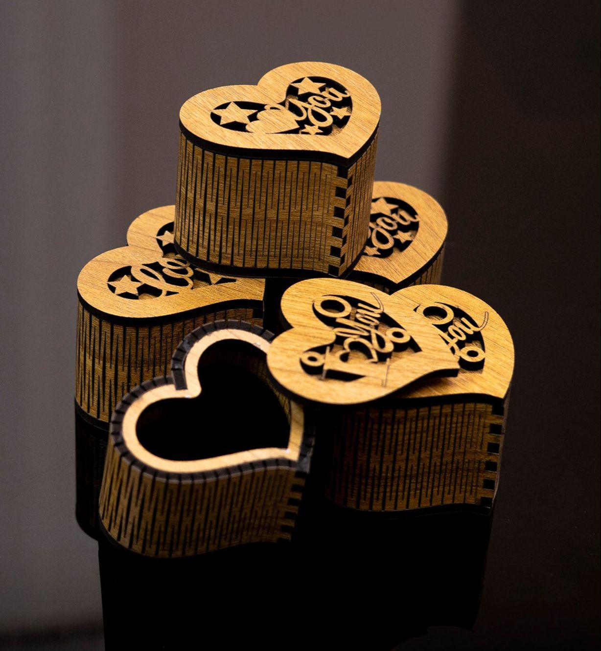 Picture of Heart Shaped Wood Ring box Engagement Ring box Jewelry Giftbox For Proposal Wedding valentine Day Anniversary Christmas - Jewelry Box gift For Her