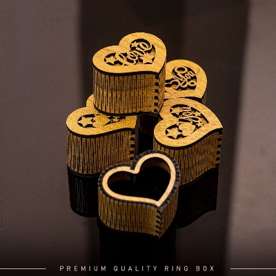 Picture of Heart Shaped Wood Ring box Engagement Ring box Jewelry Giftbox For Proposal Wedding valentine Day Anniversary Christmas - Jewelry Box gift For Her