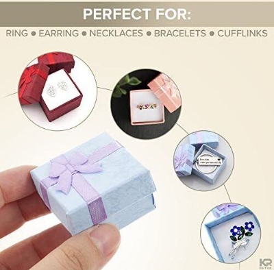 Picture of Elegant Square Gift Box Cardboard Earring Ring Jewelry Case Boxes 1 pieces