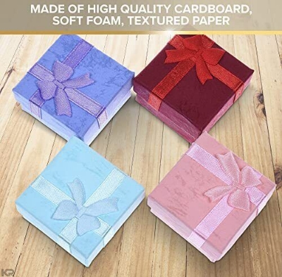 Picture of Elegant Square Gift Box Cardboard Earring Ring Jewelry Case Boxes 1 pieces