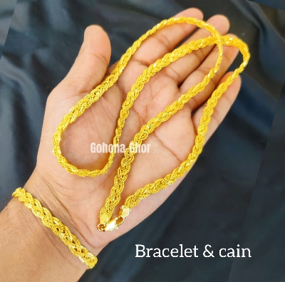 Picture of Elegant Luxury Jewels Gold Polish Beni Chain Necklaces & Bracelet Gift For Her