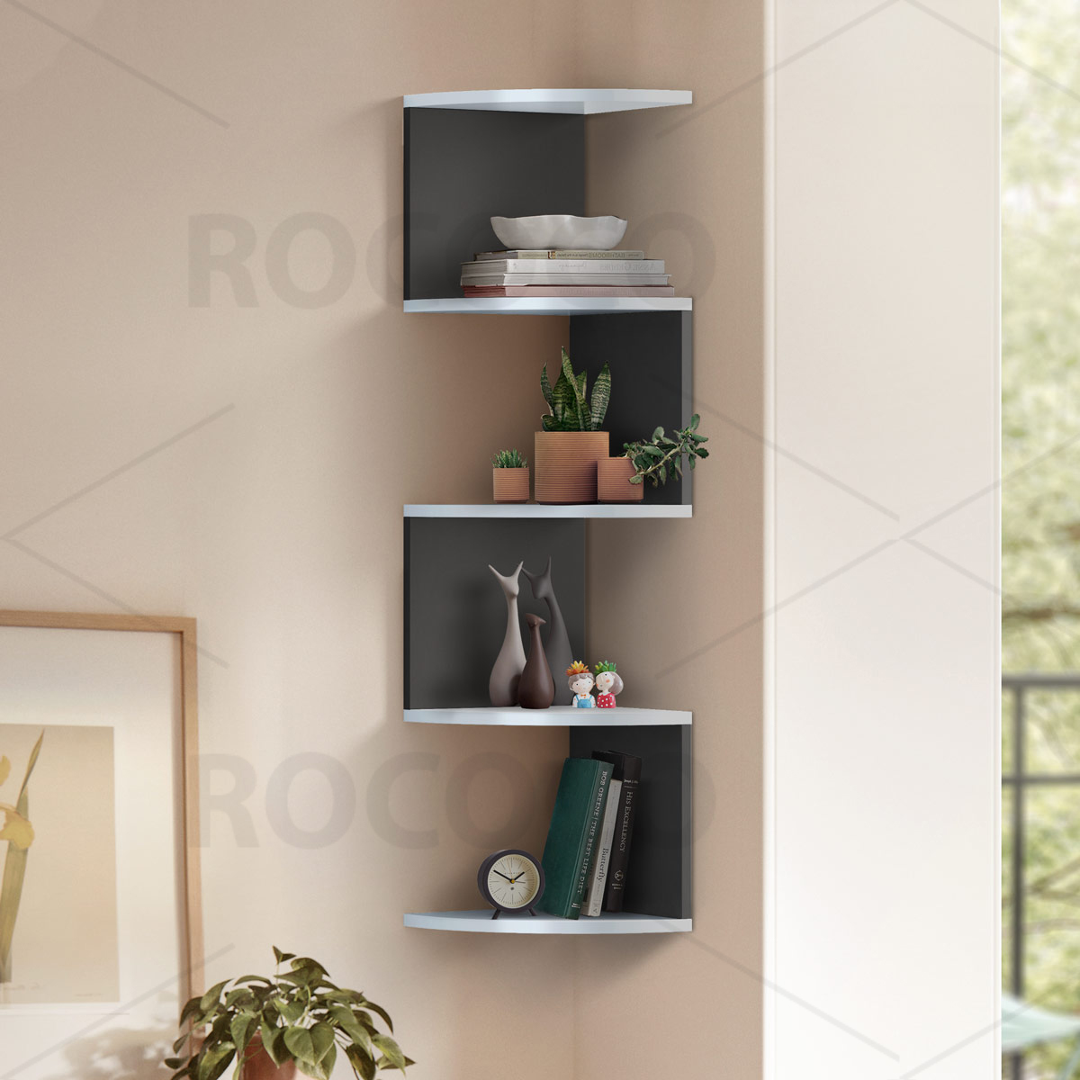 Picture of Karigor BD ROCOCO Choice Black-White Floating Corner Shelf