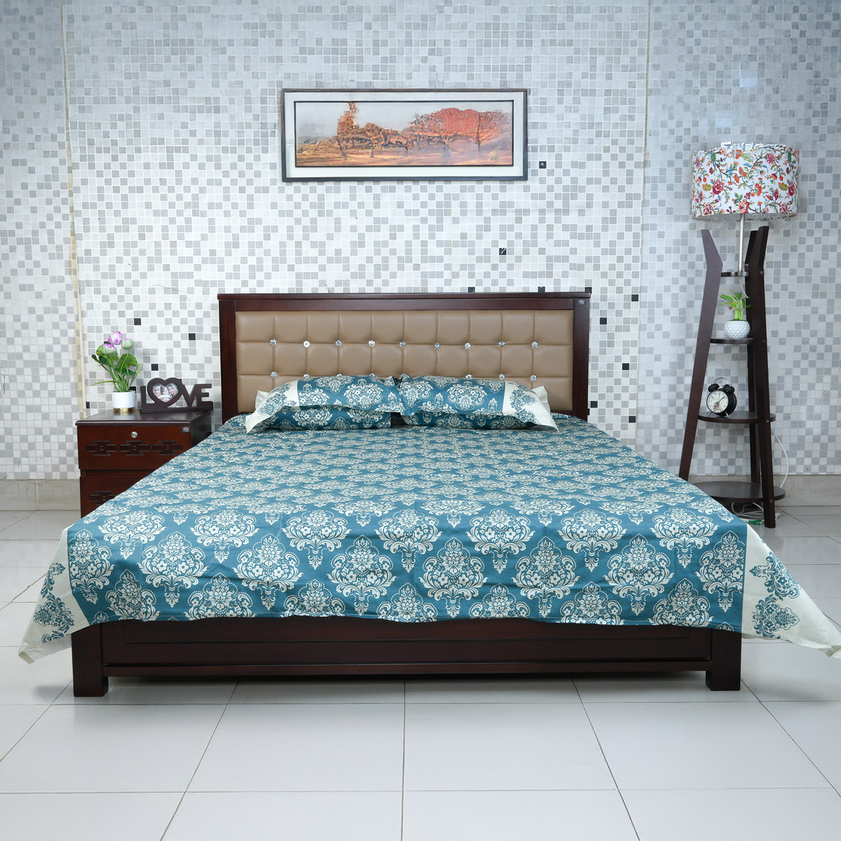 Picture of Regal Bed Sheet-314 (Roral Tapestry-Ash)