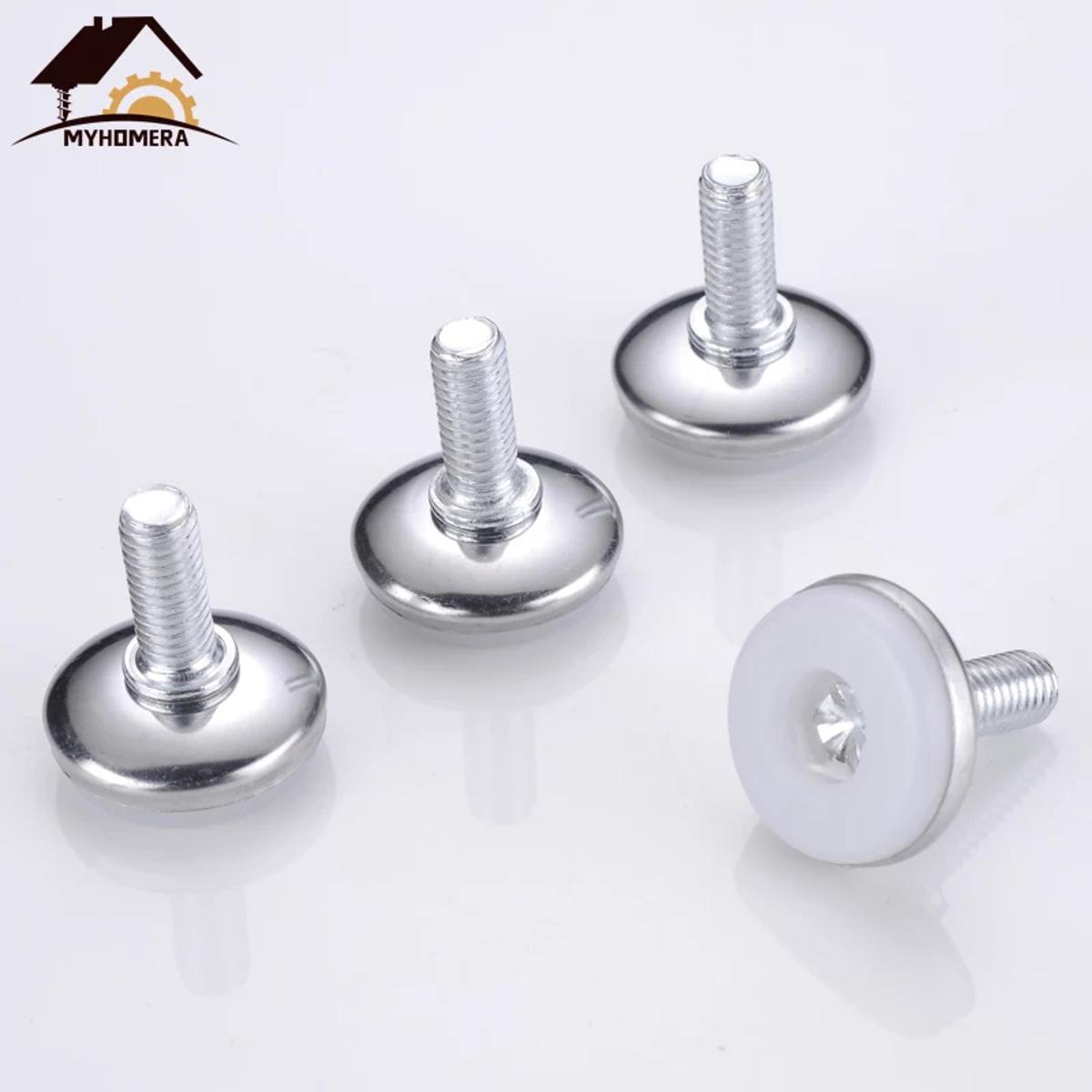 Picture of New 4Pcs Steel Furniture Legs Anti-slip Base Table Cabinet Leg Pad Adjustable Leveling Feet Leveler M8 M10 Screw 13mm-27mm