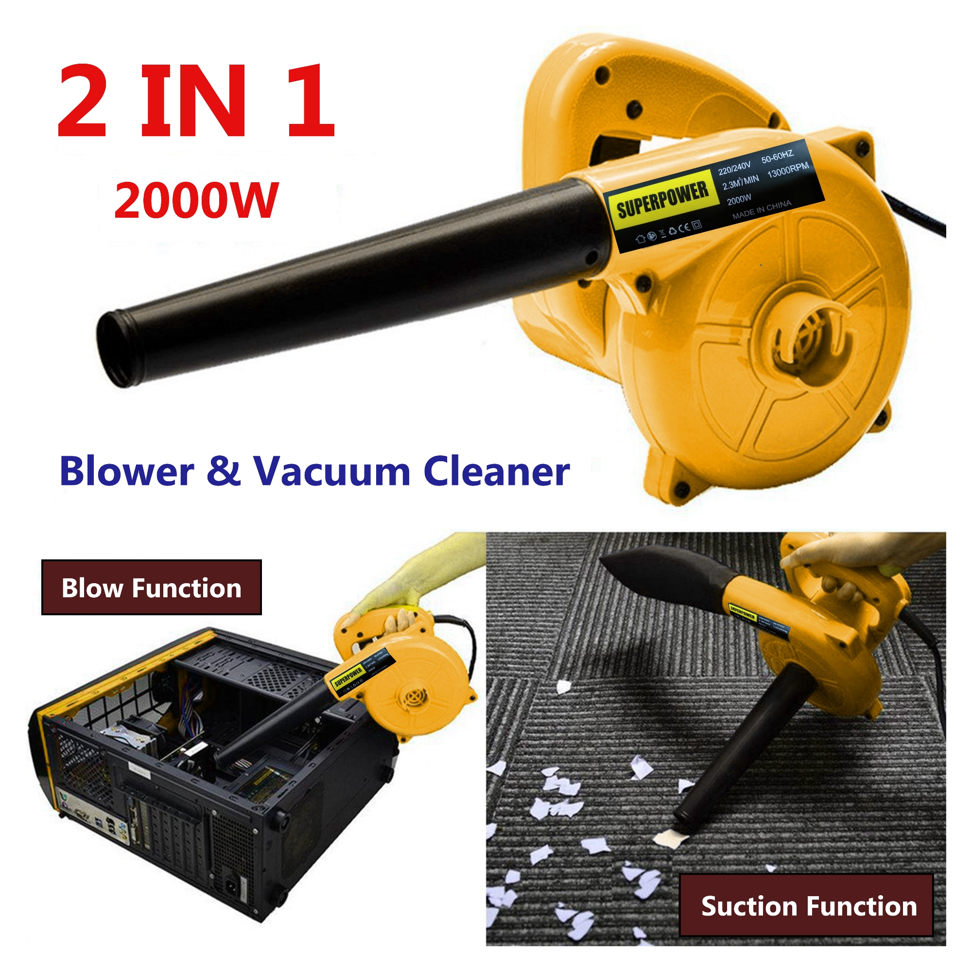 Picture of Air Blower & Vacuum [ 2 In 1 ] 2000W Dust Cleaning Machine ( SUPERPOWER )
