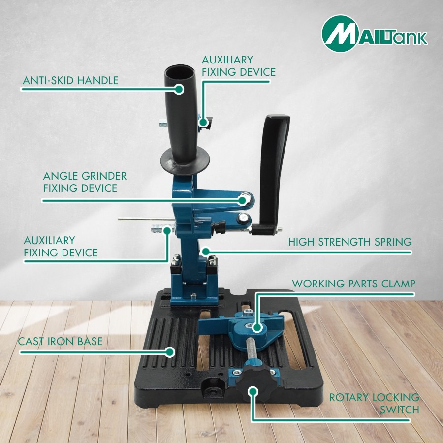 Picture of MAILTank Grinder Stand (Alluminum Alloy) compatible with 4 -5 Universal Grinder Accessories Angle Grinder Holder Woodworking Cut Tool Stand