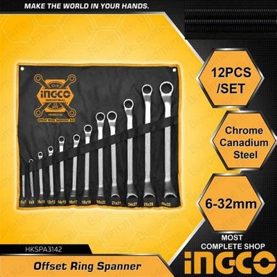 Picture of OFFSET RING SPANNER SET - 12pcs Ingco HKSPA3142