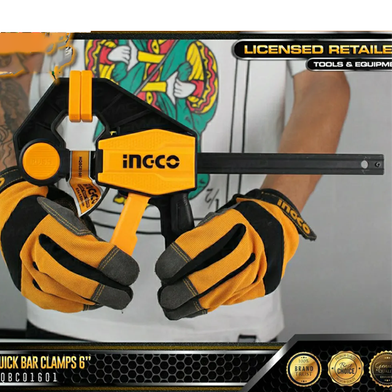 Picture of INGCO QUICK BAR CLAMP 150mm / 6" inch
HQBC01601