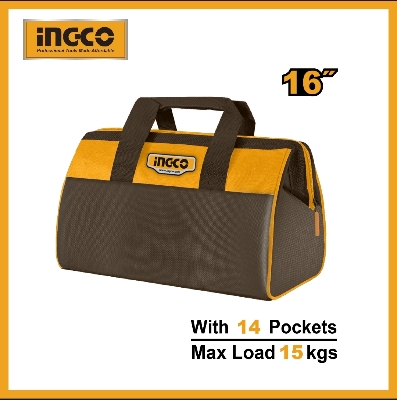 Picture of INGCO 16 Inch Tool Bag Organizer with Wide Mouth Water-proof Multi-use Tool Tote Bag HTBG281628