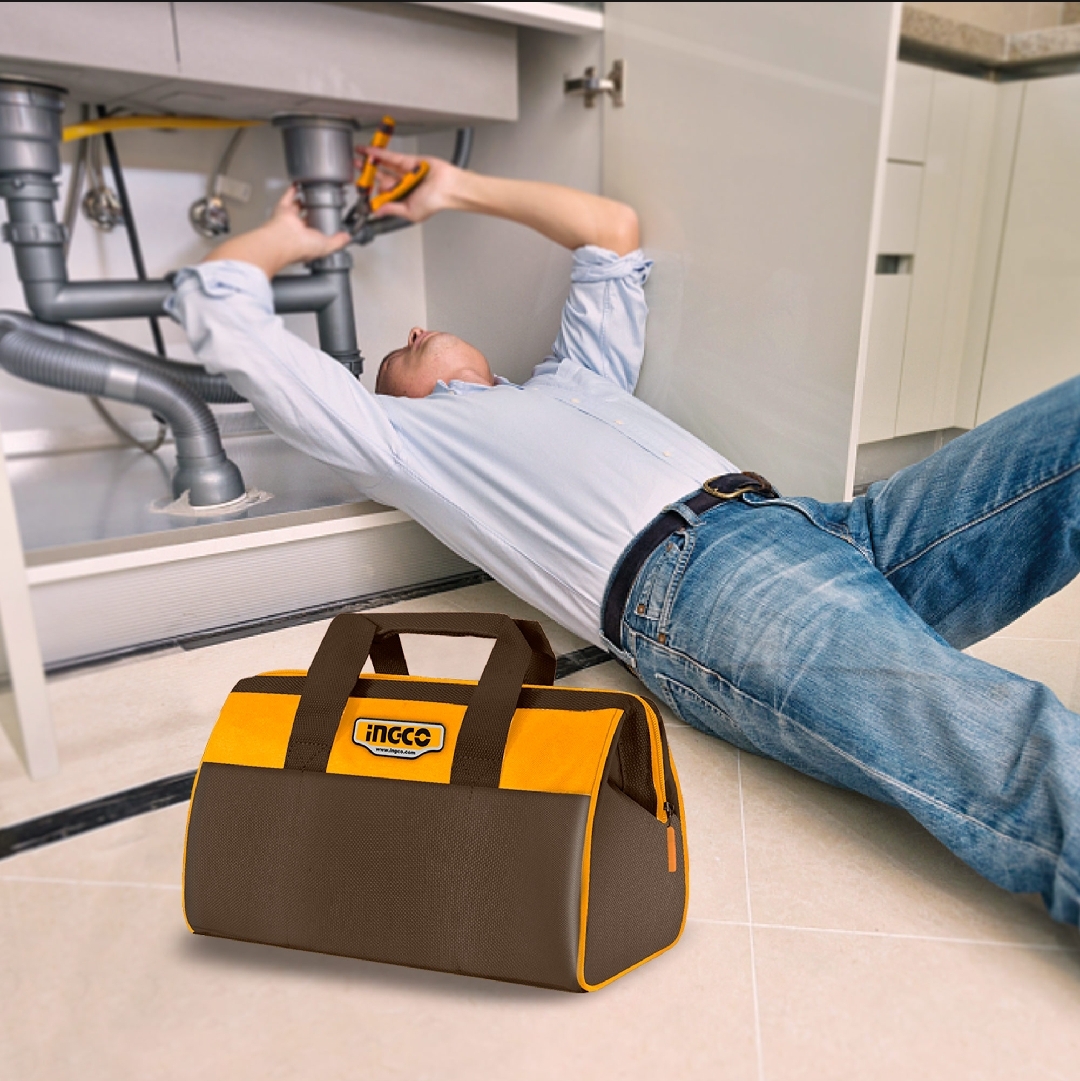 Picture of INGCO 16 Inch Tool Bag Organizer with Wide Mouth Water-proof Multi-use Tool Tote Bag HTBG281628