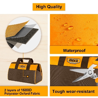 Picture of INGCO 13" Tool Bag Organizer with Wide Mouth Water-proof Multi-use Tool Tote Bag HTBG281328