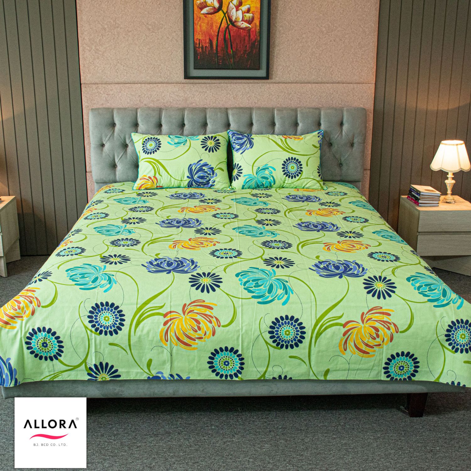 Meadow Dream Print Bedsheet – Green ALLORA BDonline shop bangladeshothoba.com