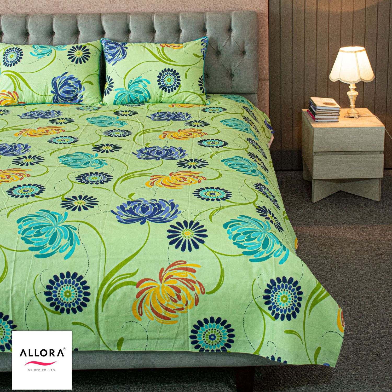 Meadow Dream Print Bedsheet – Green ALLORA BDonline shop bangladeshothoba.com